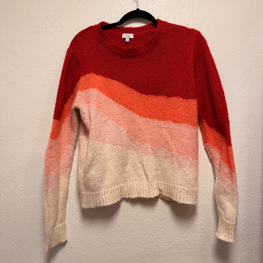 Ya Los Angeles Red and Orange Striped Sweater